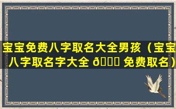 宝宝免费八字取名大全男孩（宝宝八字取名字大全 🕊 免费取名）